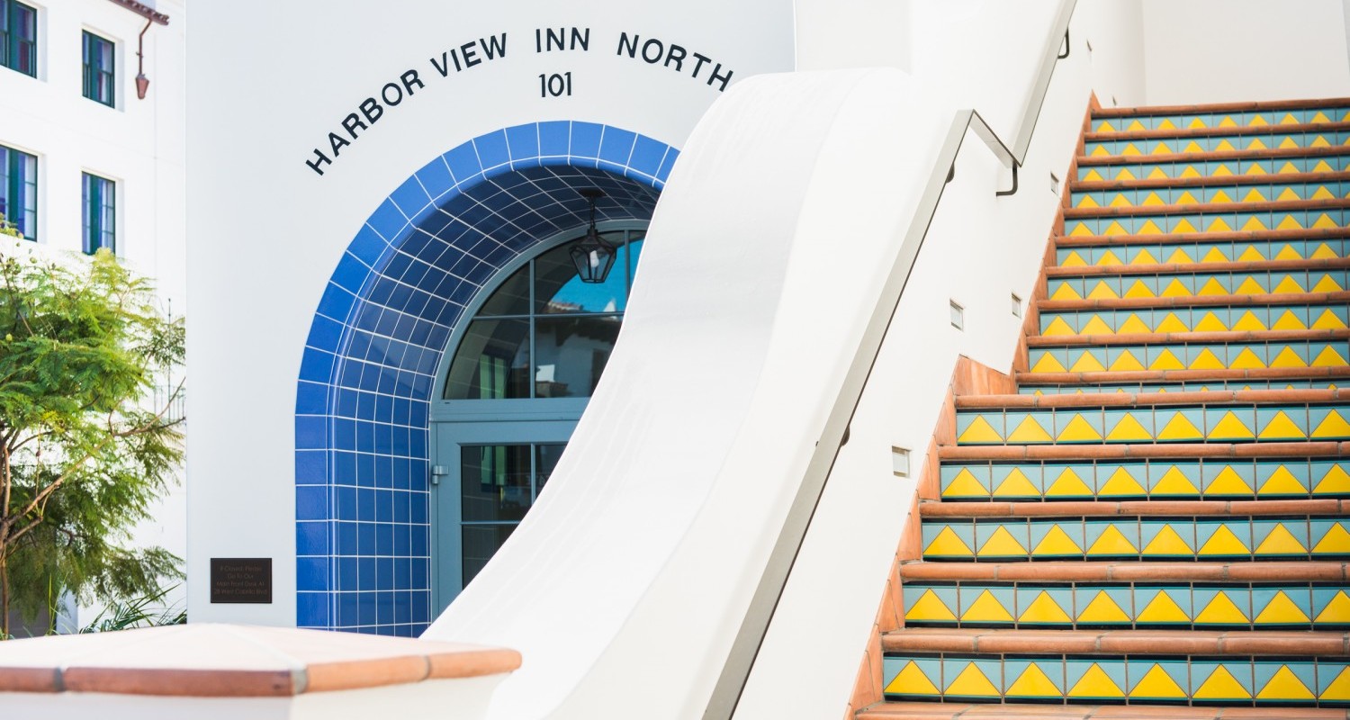 Stairs leading to the north side of Harbor View Inn