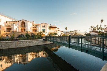 A side view of the Harbor View Inn's bridge.