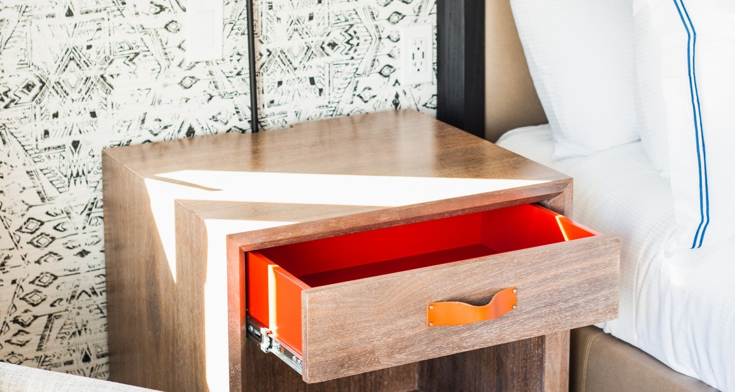 A bedside view of the guest room